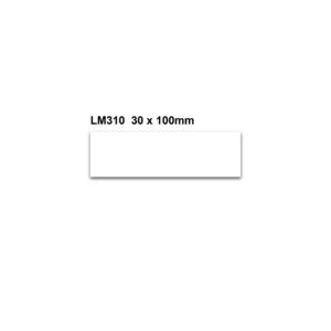 A blank, white label printed with LM310 30 x 100mm in the upper left corner resembles MH-USA Magnetic Easy Wipe Location Markers. Displayed on a plain white background, its size is H.30mm x W.100mm.