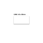 On a white background, a white rectangular label with center shadow features text: MH-USA Magnetic Easy Wipe Location Markers - White - H.1.57 in. x W.3.15 in. Fits spaces for LM48 measurement and comes in a 100-pack.