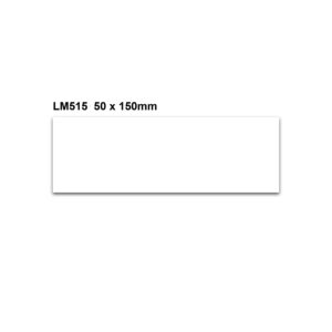A white rectangular label reading LM515 50 x 150mm in black at the top left, resembling the MH-USA Magnetic Easy Wipe Location Markers - White - H.1.97 in. x W.5.91 in. - Pack of 100.