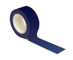 A roll of MH-USA Floor Marking Tape - Blue - 1.97 in. x 1299.21 in., partially unrolled to the right, displaying its white cardboard center on a plain white background.