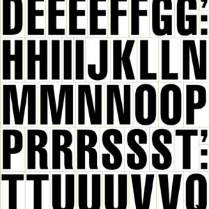 The MH-USA Magnetic Mixed Letters - H.1.69 in. - White set features bold black uppercase letters in a grid on a white background, repeating A-Z, and includes colons and upward-pointing black arrows.