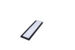 A rectangular sharpening stone, with a black border and white honing surface angled right against a white background, complements the sleek design of an MH-USA Magnetic Label Holder - H.0.98 in. x W.3.15 in. - Pack of 100.