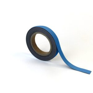 A roll of the blue MH-USA Magnetic Easy-Wipe Strip (H.0.79 in. x W3.94 in.) stands upright on a white background, with one end unrolled.