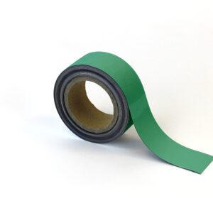 A roll of MH-USA Magnetic Easy-Wipe Strip in green, H.1.97 in. x W3.94 in., with part of the strip unrolled on a plain white background.