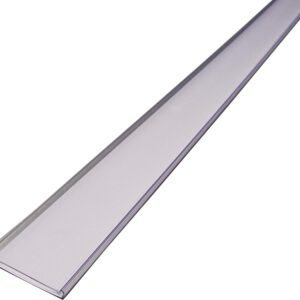 The MH-USA Self Adhesive Ticket Holder, measuring H.2.13 in x W3.94 in, is a long transparent plastic strip with a flat rectangular shape that tapers slightly and reflects light on its glossy surface. It comes in a pack of 10 with an included card, standing out against a white background with clarity.