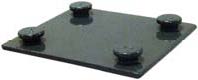 A square, black metal base with four short, round pegs at each corner.