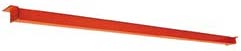 Red crowbar with a flat, angled end on one side and a curved, forked end on the other.