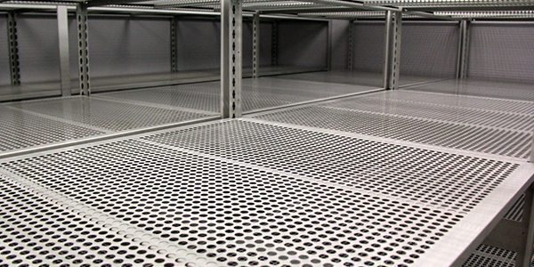 Mobile Shelving with Perforated Shelves