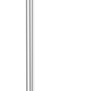 A silver stanchion post with a black retractable belt extending from the top, commonly used for crowd control or creating queue lines. The base is circular and sturdy.