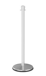 A sleek, metallic paper towel holder features a circular base and vertical rod, echoing the modern elegance of Visiontron Prime Urn Top Rope Stanchions, designed to keep paper towels upright.