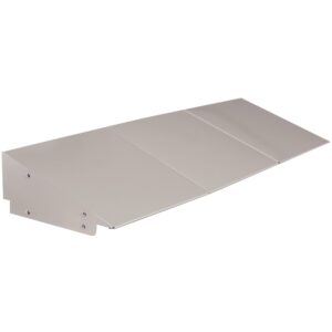 A metal vent hood with a sleek, sloped rectangular design and side brackets for mounting, reminiscent of the modern elegance found in smart day lockers for business. The surface is smooth with a slight sheen, suggesting its crafted from stainless steel or a similar material.