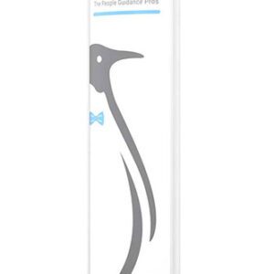 The Visiontron Versa-Stand Sign Tower, featuring a vertical design, displays a penguin illustration in profile with a blue bow tie. The phrase VISIONTRON. The People Guidance Pros. adorns the top, and its white and transparent design provides modern appeal.