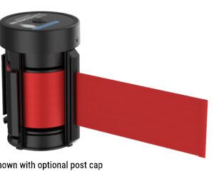 A Replacement Assembly for Visiontron 300 Series Belt features a black retractable post with an extended 10 red belt and comes shown with an optional post cap.