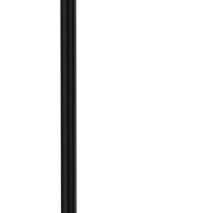 A black stanchion post with a blue retractable belt, typically used for crowd control or queue management. The belt extends horizontally from the top of the post. The base is round and sturdy.