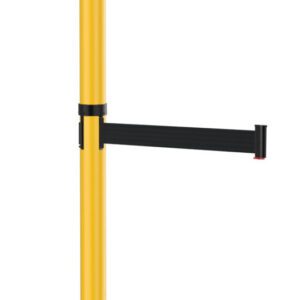 The Visiontron Dual Line Outdoor 300 Series features a retractable yellow stanchion with two black 10 belts on a white background.