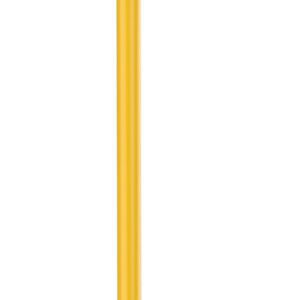 A yellow stanchion with a retractable black and yellow striped belt extending from the top, used for crowd control or designating restricted areas. The base is round and black.