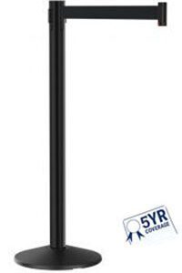 Introducing the Visiontron Value Series Black Aluminum Retractable Belt Stanchion with a 10 belt, offering versatile use. It features a sleek, extendable design and a stable round base, complete with 5YR Coverage for reliable support and peace of mind.
