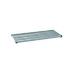 The image shows a MetroMax Q MQ2454G Plastic Industrial Shelf with Grid Mat, size 24 x 54. Its sturdy rectangular frame suggests it’s designed for industrial or storage use.