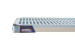 The MetroMax i MX1836G Plastic Industrial Shelf, 18 x 36, has a light gray grid design with labeled corner, logo, blue accents, and a clean white background.