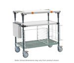 The Metro MS1830-FSPR-PK2 PrepMate MultiStation 30 Prep Station features a Solid Stainless Steel top shelf, Super Erecta Pro bottom shelf with Metroseal Green Epoxy posts, side metal box, adjustable legs, and orange accents for optimal organization. Note: Actual dimensions may vary from product shown.