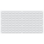 The Metro MB3619LWP Louvered Wall Panel, 36 x 19, is a rectangular white vent cover with evenly spaced horizontal slats for optimal airflow and small mounting holes at each corner and center on the top and bottom edges.