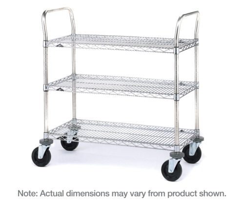 2fdsxuptcoexd6bh4baa1ax926viwkcb.jpg The Metro 3SPN55ABR SP Series is a metal utility cart featuring three 24 x 48 x 39 brite wire shelves, four casters, and handle grips on each side. Note: Actual dimensions may vary.