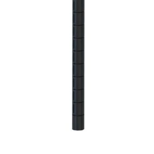 The Metro 86UPQBL qwikSLOT Mobile-Ready Wire Shelving Post, Black, 86H, features a black vertical pole with horizontal grooves.