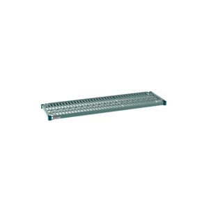Meet the Metro Super Erecta Pro PR1448NK3, a 14 x 48 industrial wire restaurant shelf with a sleek gray finish and robust grid pattern, perfect for practical storage solutions. It includes a removable plastic mat.