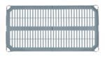 The MetroMax i MX1836G Plastic Industrial Shelf with Grid Mat, 18 x 36, features a rectangular metal grate with vertical bars and corner brackets in a sturdy industrial design, set against a plain white background.