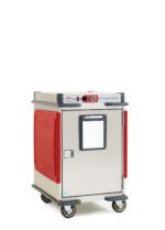 The Metro C5T5-ASL C5 T-Series Heated Transport Cabinet is a 1/2 height stainless steel unit with adjustable lip load slides and four caster wheels. It operates at 120V, 60Hz, and 1400W, featuring a full-length solid door for efficient food storage and transportation.