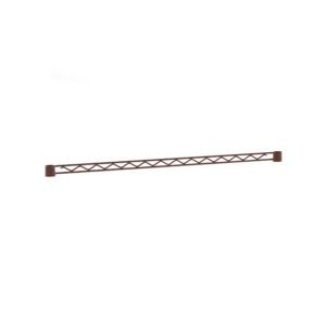 A long 36 Metro H136-DCH Super Erecta Hanger Rail in copper hammertone with cylindrical connectors and a cross-brace pattern, made of brown metal, isolated on a white background.