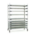 The MetroMax i MX-243680H-MP-9 9-Shelf Shelving Unit, 24 x 36 x 80, features eight adjustable wire shelves on wheels with a sleek silver finish, ideal for efficient organization and easy mobility.
