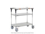 The Metro MS1824-FGFG-PK1 PrepMate MultiStation 24 features a solid galvanized top and bottom, chrome posts, and includes four swivel casters for easy mobility. Note: Actual dimensions may vary from those shown.