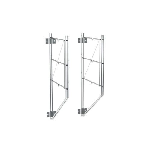 The Metro 12WB3C Erecta Shelf Wall Mounts, intended for wire shelves, can stylishly hold a surfboard vertically. With sturdy brackets and angled arms, they offer reliable support for weight and shape when creatively repurposed.