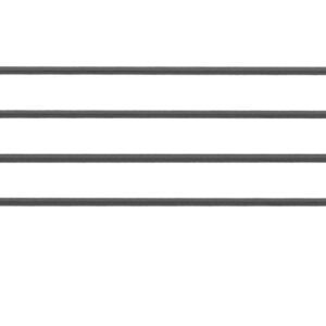 The Metro L24N-4BL Super Erecta 4 High Stackable Ledge, Black, 24, offers a minimalist design with dual horizontal bars and looped ends for optimal organization, seamlessly merging functionality and style on a white backdrop.
