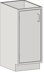 The Eagle MHC Base Unit, with a left-hand single front door and metal handle on the right, is a tall plain cabinet measuring 22X18. It stands at an ideal height, showing both right and front sides on a flat base, devoid of shelves or decorations.