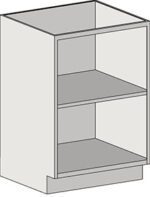 The Eagle MHC Base Unit is an open-front, standing-height cabinet in a neutral color. It features a rectangular design with two spacious shelves for versatile storage.