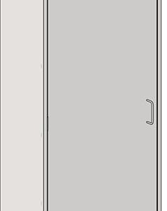 The Eagle MHC Tall Case is depicted from a slight angle, showcasing a simple design with a single left-hand door, light grey color, and small handle on the right. This narrow cabinet measures 18X24 and features a subtle slope on top.
