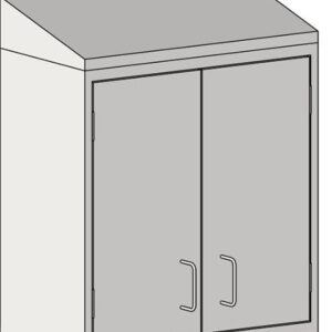 The Eagle MHC Wall Cabinet, 2 Door, 13X30, has a sleek gray metal design with dual handles on each door and a flat top, offering industrial charm. Its closed doors highlight sturdy construction.