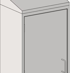 The Eagle MHC Wall Cabinet features a left-hinged door with a visible right-side handle, a sleek gray finish, and an elegant slope top in a 13X18 design.