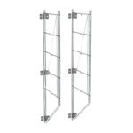 The steel trellis wall panels, compatible with Metro 12WB5C Erecta Shelf Wall Mounts, feature horizontal and diagonal rods. They provide vertical plant support, include mounting brackets for easy wall installation, and blend simplicity with functionality.