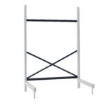 The Metro SMB24 SmartLever Cross Brace Kit, 24 includes a metal shelving frame with two vertical beams, one horizontal beam, and diagonal cross braces in black. It features a grey finish suitable for storage or industrial use. Shelves are not included.