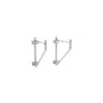 Two silver metal brackets with adjustable arms, designed specifically as Metro 12WB1C Erecta Shelf Wall Mounts for supporting one 12 wide Erecta wire shelf or similar items, are mounted against a white background.