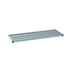 The MetroMax Q MQ2160G 21 x 60 Plastic Industrial Shelf features a grey grid design with perforations. Compact corner mounting brackets make it perfect for organizing and supporting items in industrial shelving systems.