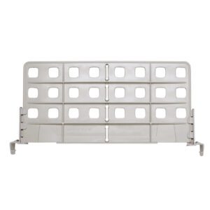 The MetroMax 4 MAX4-D18-8 Standard Duty Shelf Divider, measuring 18 L x 8 H, is a gray plastic dishwasher rack divider with square cutouts and bottom-edge hinges, designed to fit inside your dishwasher, shown on a plain white background.