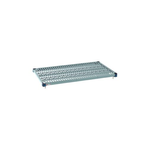 c5lo132tlyia1sezc6br8qwkiq6npy7f.jpg The MetroMax Q MQ2442G Plastic Industrial Shelf, 24 x 42, with a grid mat is a sturdy rectangular shelf ideal for heavy-duty use in industrial or warehouse settings. Equipped with adjustable legs and corner wheels.