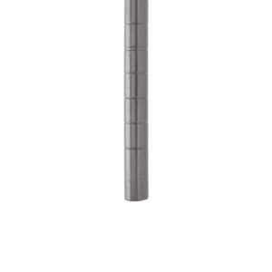 A tall cylindrical metallic object, similar to the Metro Super Erecta 33UPK4 SiteSelect Mobile-Ready Industrial Wire Shelving Post in Metroseal Gray Epoxy, shows evenly spaced horizontal grooves along its 33 height against a plain white background.