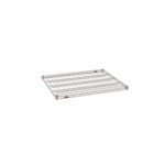 The Metro Super Erecta 3036NK4 Industrial Wire Shelf, measuring 30 x 36, is shown from above on a white background. It has a narrow grid, metallic finish, and four support beams coated in durable Metroseal Gray Epoxy for lasting protection.