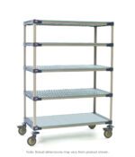 The MetroMax 4 5X537PG4 Mobile Cart offers five ventilated metal shelves plus a solid bottom. Its ideal for storage or transport, measuring 24 x 36 x 79.3125, though dimensions may vary.