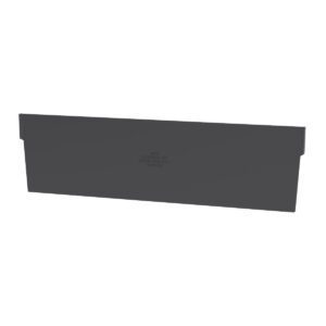 The Metro MB40170 Dividers, designed for MB30170CLN and MB30174CLN Metro Bins, are black rectangular plastic panels with central molded-in text and small tabs on the top edges, perfect for organization. Available in a pack of 24.